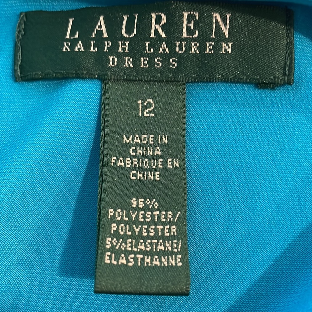 Ralph Lauren faux wrap top dress in Aqua blue. - Picture 8 of 9